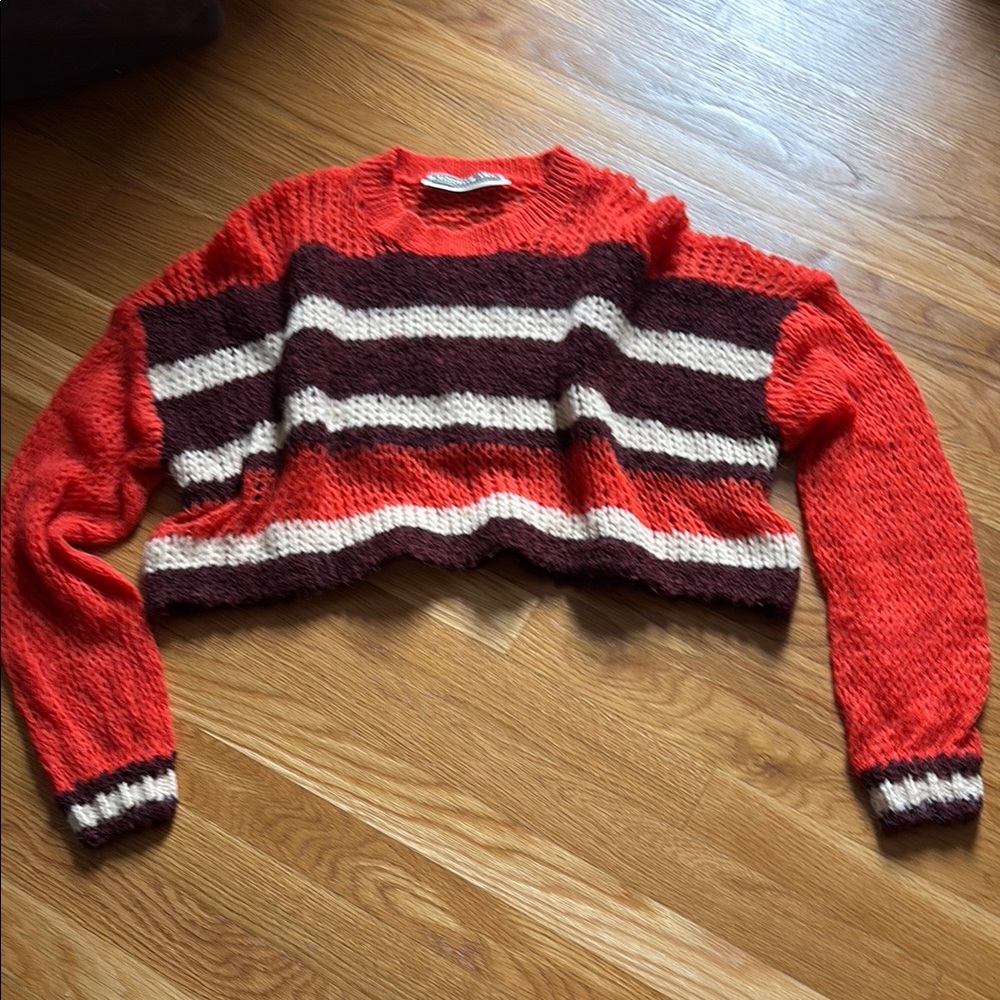 Women’s S slouchy cropped kimchi blue striped sweater